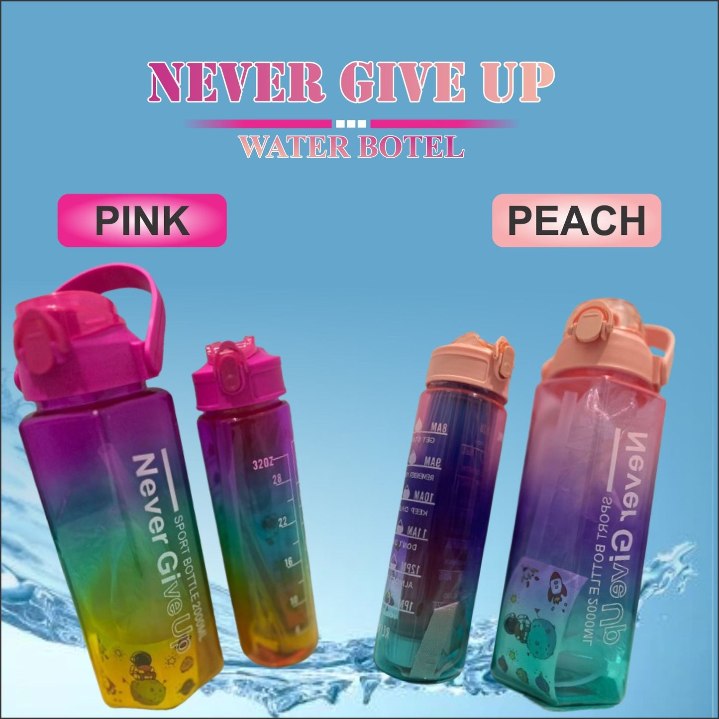 3 in 1 Plastic Water Bottle,School Water Bottle